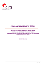 Report on company Law Issues arising under Directive (EU) 2017 (SRDII), Central Securities Depositories Regulation (EU) 909/2014 (CSDR) and the Companies Act 2014